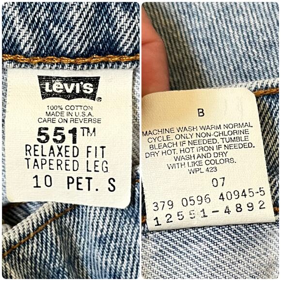 Vintage 96 Levi’s 551 Cotton Relaxed Fit Tapered Leg Jean Petite Size 10 USA - Picture 11 of 12